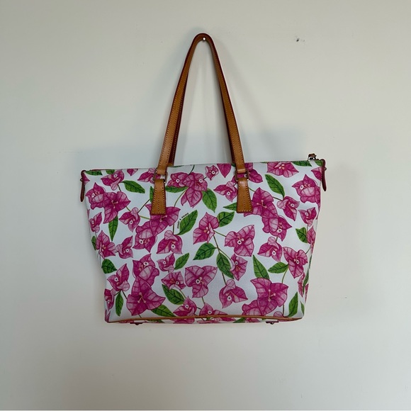 Dooney & Bourke Bougainvillea Zip Top Shopper Bag Purse Tote Pink Floral - Picture 3 of 12